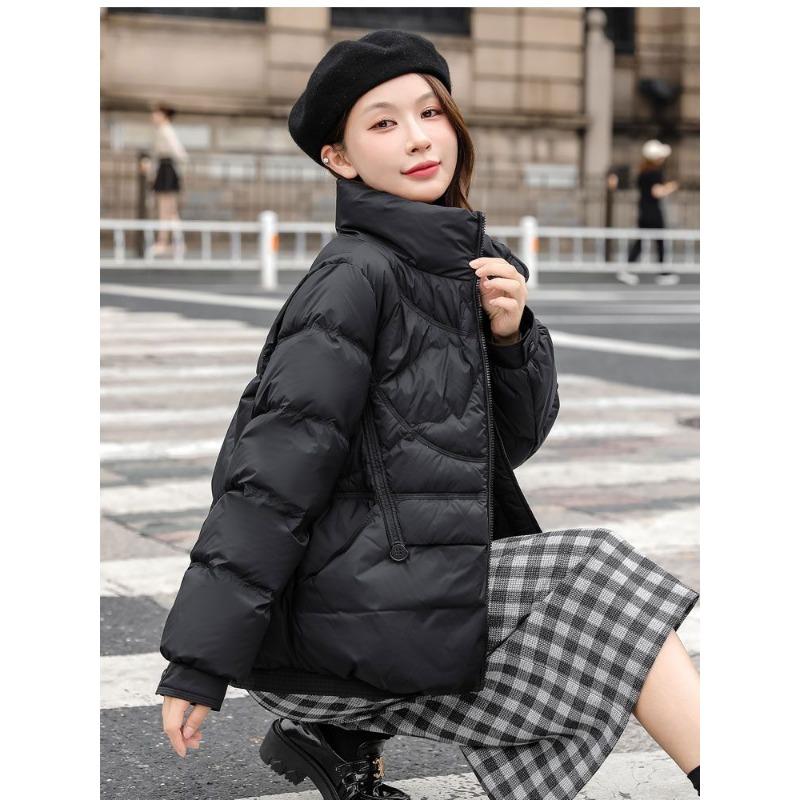Стильная и утягивающая куртка из хлопкового пуха для миниатюрных женщин, легкая и теплая, воротник-стойка