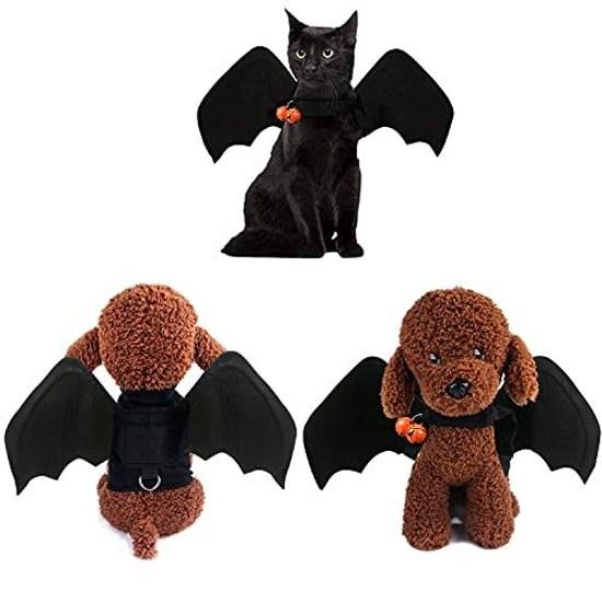 CINECE Halloween Cat Small Dog Transformation Goods Costume Pet Clothing Bat Wings Headpiece Cosplay (Free Size Bat)