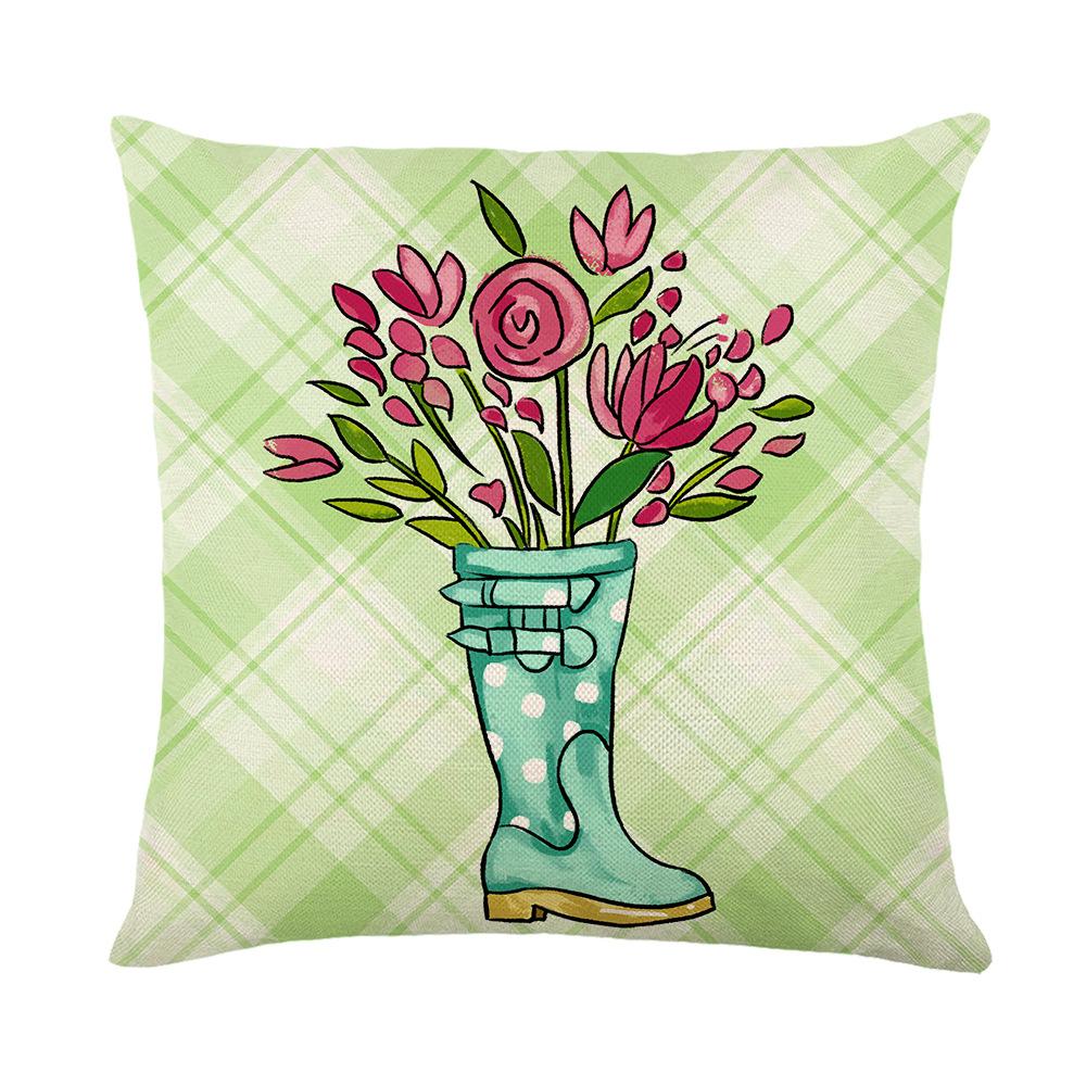 New Spring Printed Pillow Cover Polyester Letter Flower Bouquet Home Cushion Cover Bedroom Cushion Cover