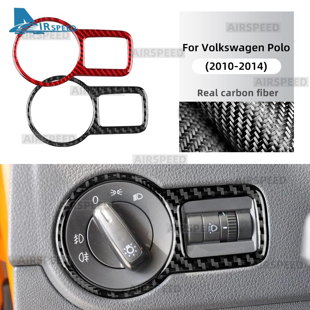Настоящая мягкая карбоновая наклейка для Volkswagen VW Polo MK5 6R 2010 2011 2012 2013 2014 LHD RHD Автомобильный выключатель фар Внутренняя отделка