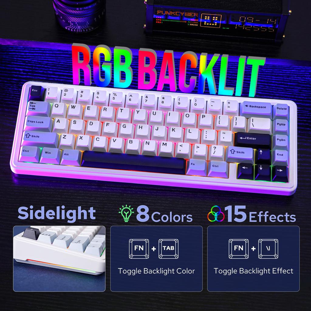 EPOMAKER X AULA F65 65% Layout Hot-Swap Gasket-mounted Wired/Bluetooth/2.4G Wireless Mechanical Keyboard for Mac/Win