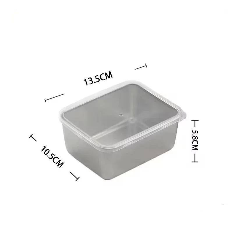 Stainless Steel Square Plate With Lid Rectangular Food Storage Pan Commercial Dish Tray Large Freshing Lunch Box Container
