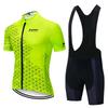 Unisex Cycling Jersey Set Short Sleeve Bib Shorts Breathable Moisture Wicking Bike Wear