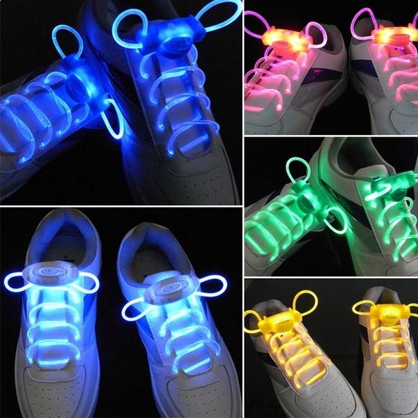 Pair of LED Shoelaces with Fixed Light, Fast or Slow Flashing Red