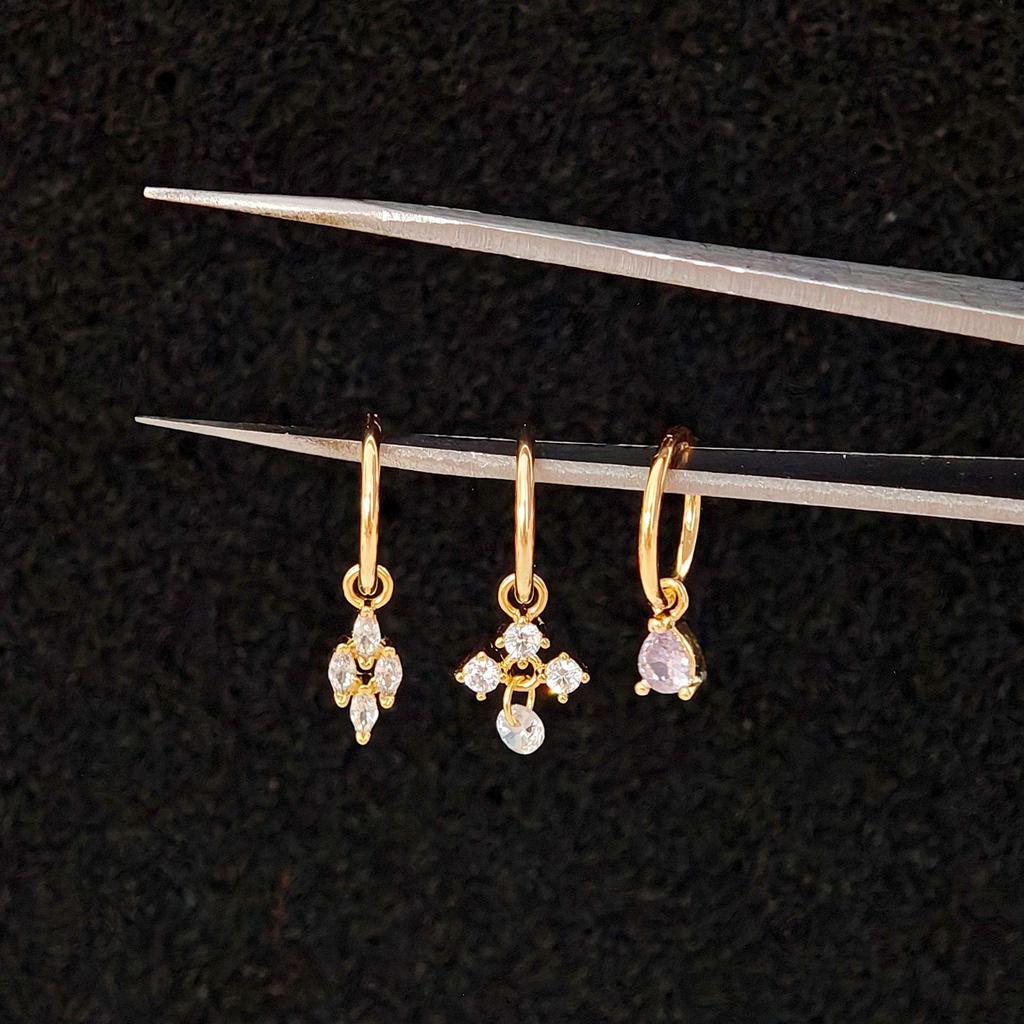 Серьги для хряща из титановой стали 316L, золотые, с цирконами