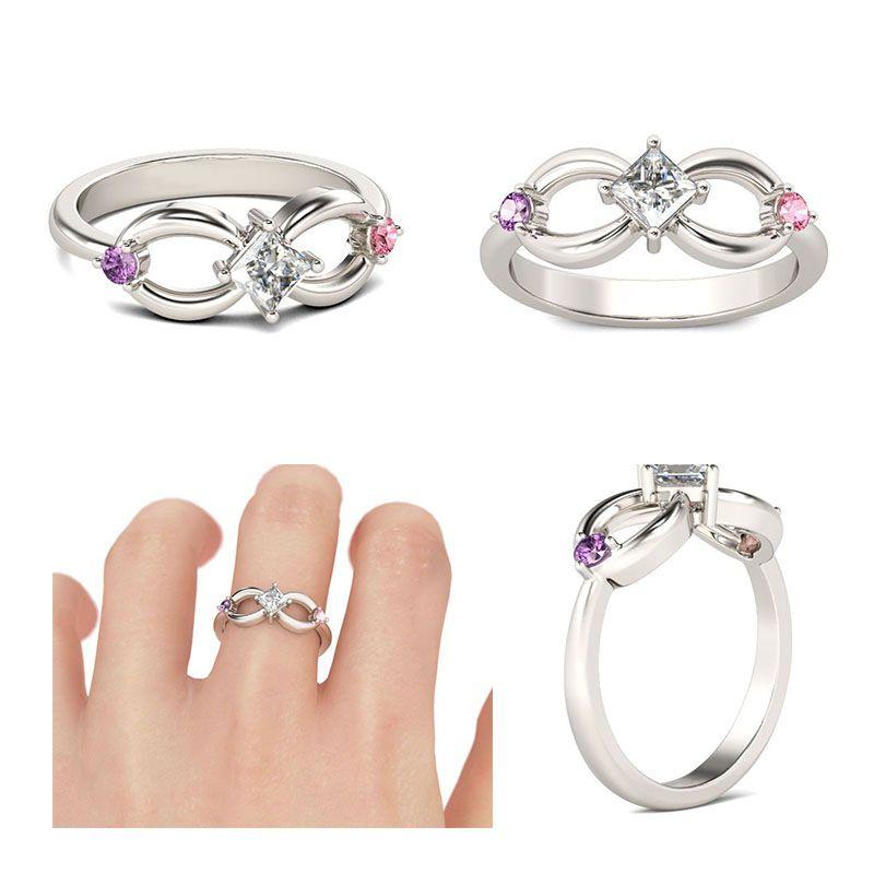 Элегантное модное посеребренное кольцо со стразами, сплав, дизайн "Бесконечность"