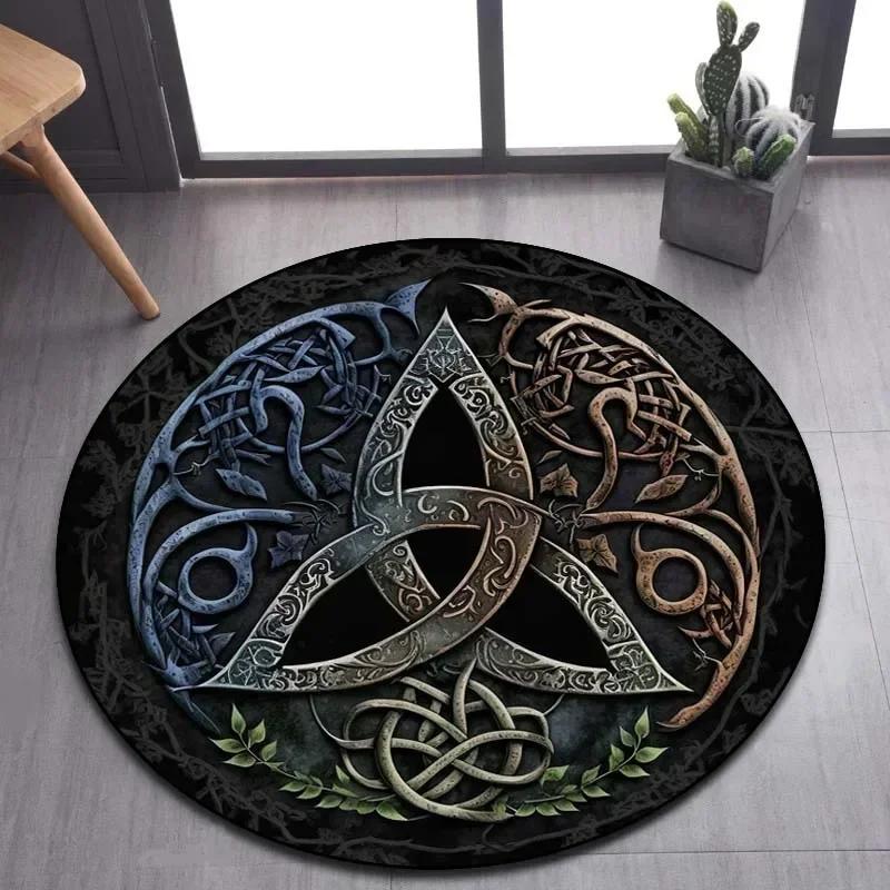 Viking Valknut Yggdrasil Tree of Life круглый ковер, ковер для гостиной, спальни, дивана, декор игровой комнаты, нескользящий напольный коврик