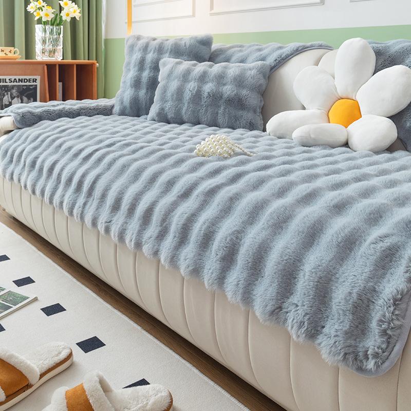 Подушка для дивана, зимняя плюшевая утолщенная теплая нескользящая подушка, новый пушистый чехол для дивана, ткань