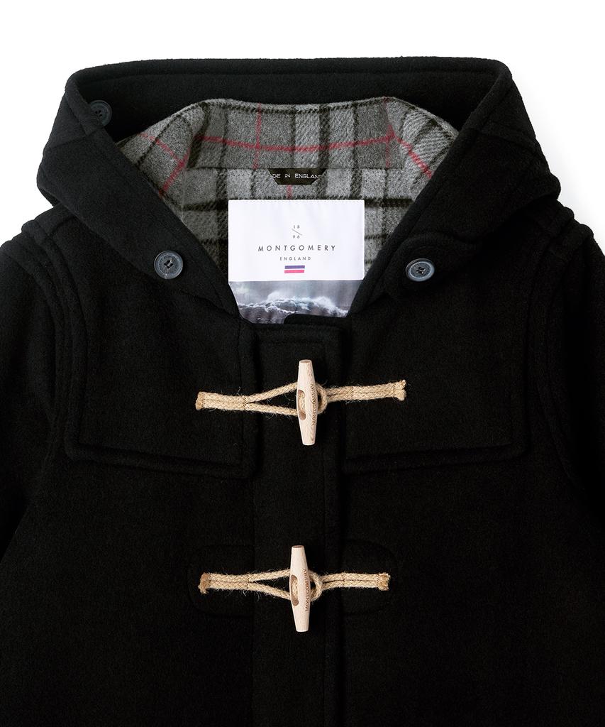 Montgomery Womens Classic Fit Duffle Coat With Wooden - Black