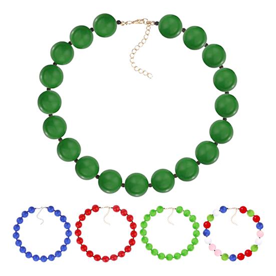 Женское ожерелье Простой стиль 19 бусин жевательной резинки Цепочка-удлинитель Подарок Унисекс Цветное бисерное Парное ожерелье-ключица для свиданий