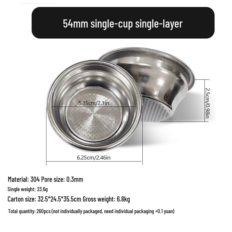 Stainless Steel Coffee Powder Bowl Filter: Single/Double 51, 58 & 53 Blind Bowl Options
