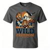 Vintage Mountain Wildlife Scene Wild Freedom Letter Graphic Tshirt Unisex Unisex Nature Hunting Lover Cotton Tee Casual Tee Tops