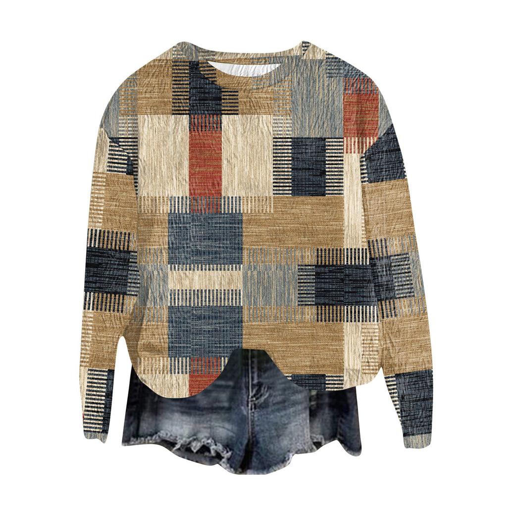 Женский модный пуловер с круглым вырезом, футболка с длинным рукавом, с принтом