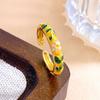 Bohemian-Style Colorful Enamel Flower Rings Classic Gold Plated Ring  Female
