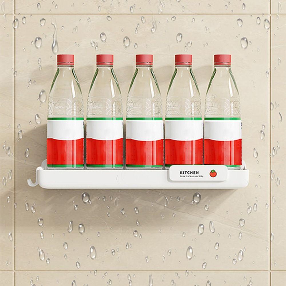 Cling Film Kitchen Storage Shelf with Hooks Multi-Functional Refrigerator Side Shelf Plastic Side Mount Seasoning Organizer Rack