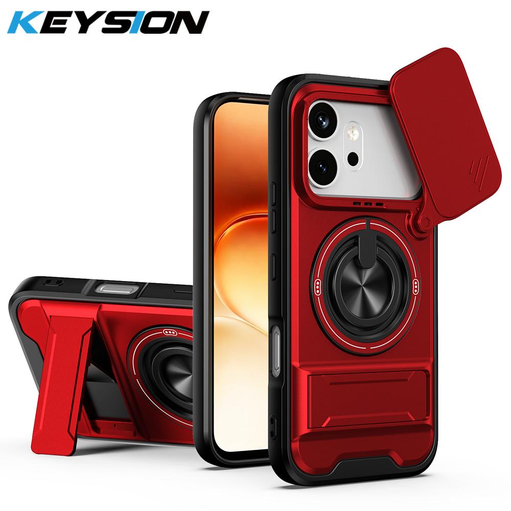 KEYSION Магнитный чехол для телефона HONOR 600 600 Pro 5G Защита камеры со сдвижной крышкой Вертикальная подставка Кольцо 360° Ударопрочная задняя крышка