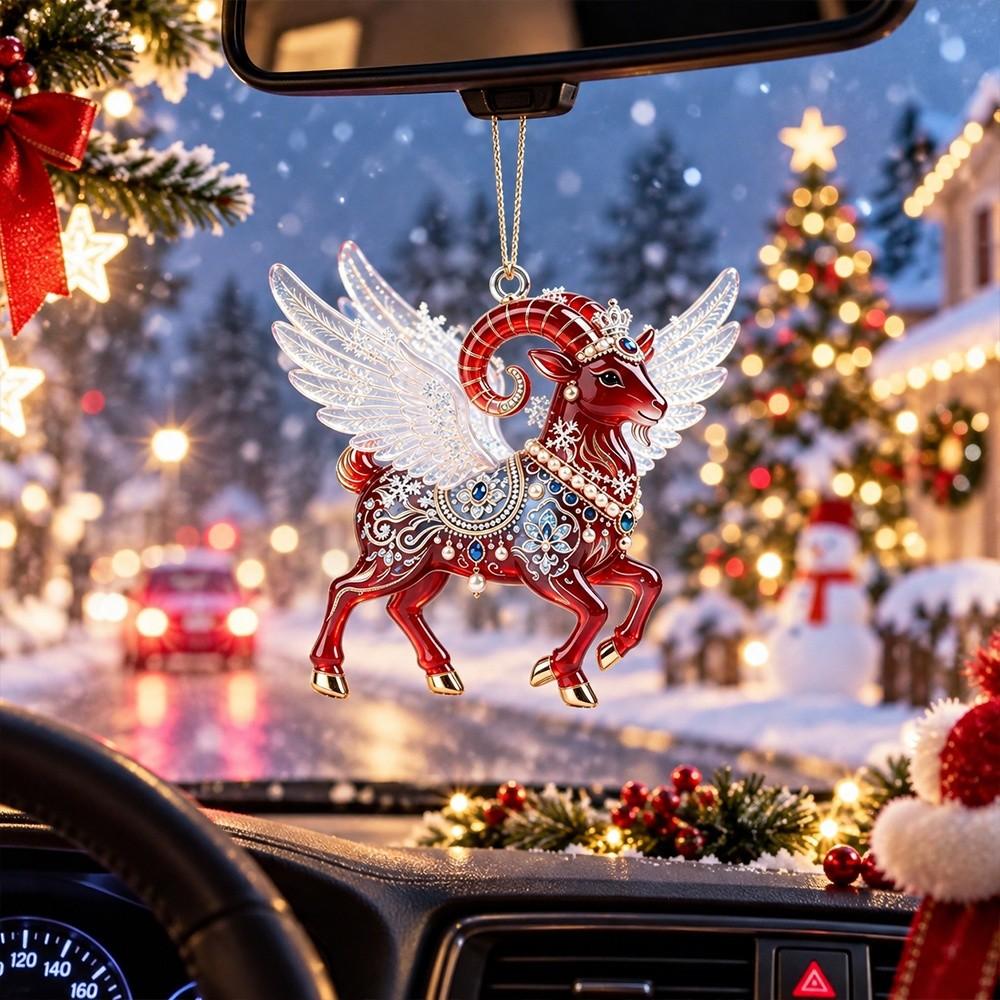 Acrylic Goat Hanging Ornament Set 2D Flat Animal Hanging Decoration Holiday Party Decor