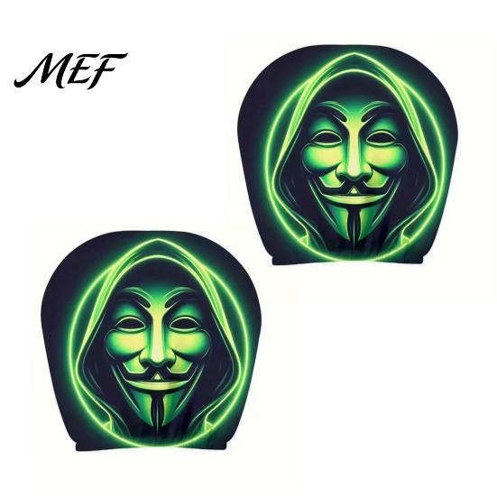 Vehicle Interior Comfort Accessories Halloween Car Headrest Cover, Scary Pattern Print Stretchable Auto Maintenance Supplies Protector, Breathable
