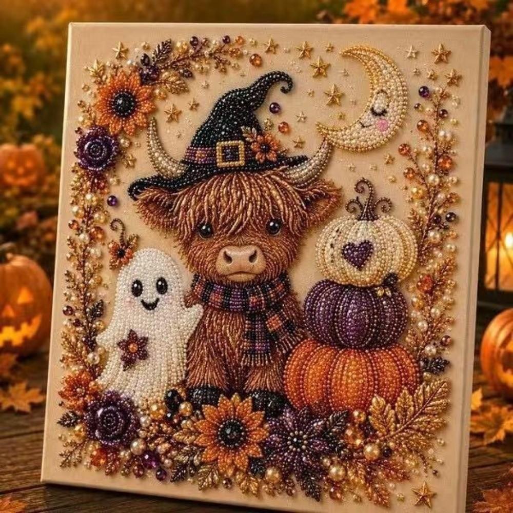 Resin Pearls DIY Pearl Art Kit Preprinted Canvas Halloween Pearl Art Seasonal Home Decor