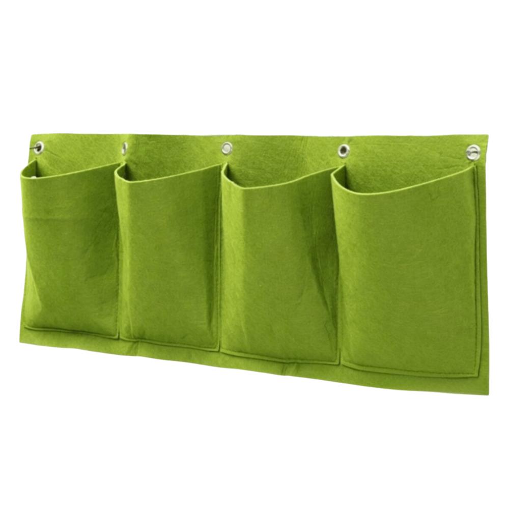 4 Pockets Hanging WallGrow Bag Big Size Durable Vertical Greening Bag Foldable Reusable Flower Growing Pouch Felt Cloth
