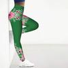 Womens Blue Crystal Flower Prints Stretch Yoga Leggings Fitness Running Gym Sports Active Pants