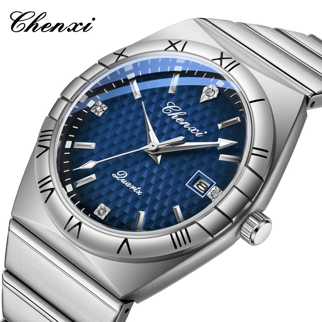 Men's Quartz Watches Fashion Luminous Calendar Stainless Steel Strap Waterproof Business Elegant Male Wristwatch
