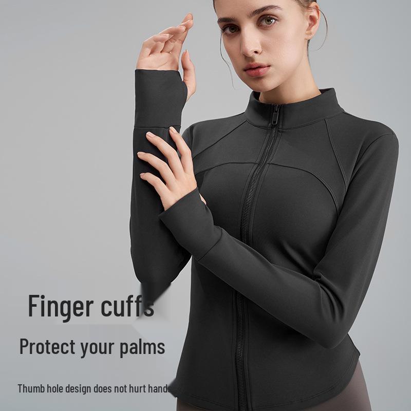 Женская флисовая куртка для йоги слим-фит - Воротник-стойка, Утепленная для осени/зимы