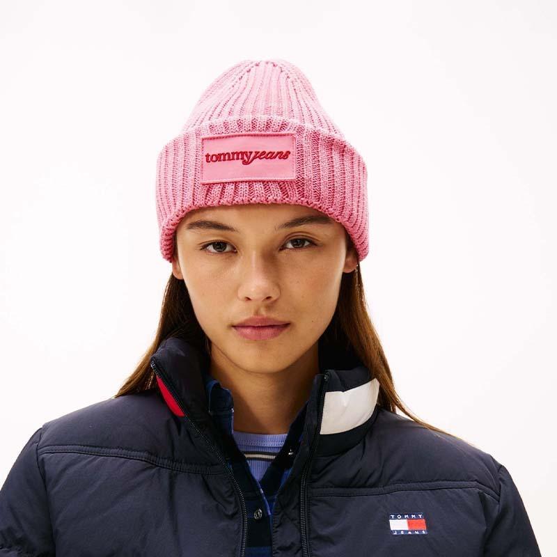 Tommy Hilfiger Модная повседневная вязаная шапка с вышитым логотипом-буквой из чистого хлопка, с манжетой, хлопковая бархатная шапка, женский стиль, Розовый THC, Один размер
