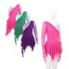 Girls Single Long Sleeve Mesh Irregular Hem Contrast Color Sequins Decor Dress Skating Dance Gymnastic Dress