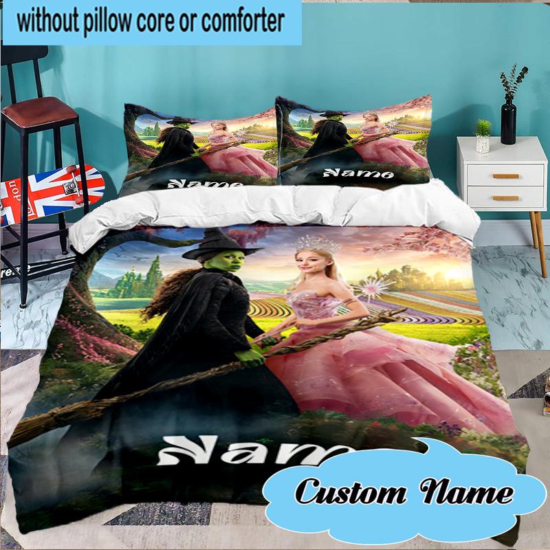 Custom Name Magic Friendship witch Bedding Set 3pcs, Bedding Set Including 1pc Duvet Cover And 2pcs Pillowcases for Bedroom, Dormitory Gift