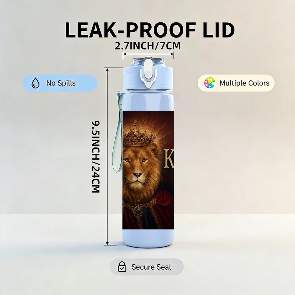 1PC Lion King Wild Animal Pattern 750ml Color Plastic Sports Water Bottle Leakproof Flip Straw Lid Suitable for Sports Office Home Use