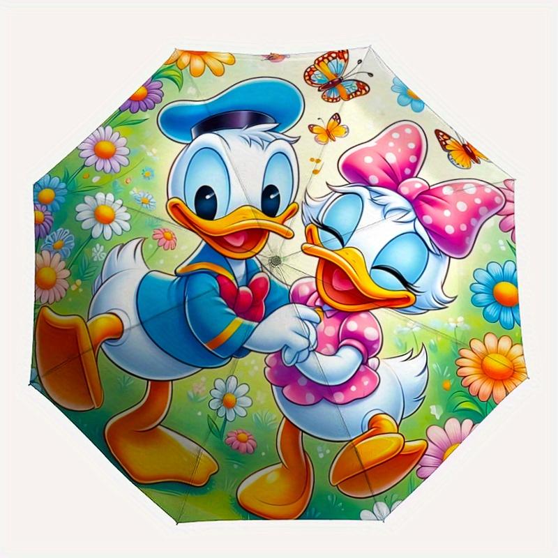 1pc Adorable Daisy Donald Duck Automatic Opening and Closing Umbrella - Suitable for Various Occasions, Outdoor Activities, Lightweight and