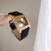 New Luxury Gray Simple Elegant High-end Square Leather Watch Classic Stainless Steel Quartz Watch Gift for Women