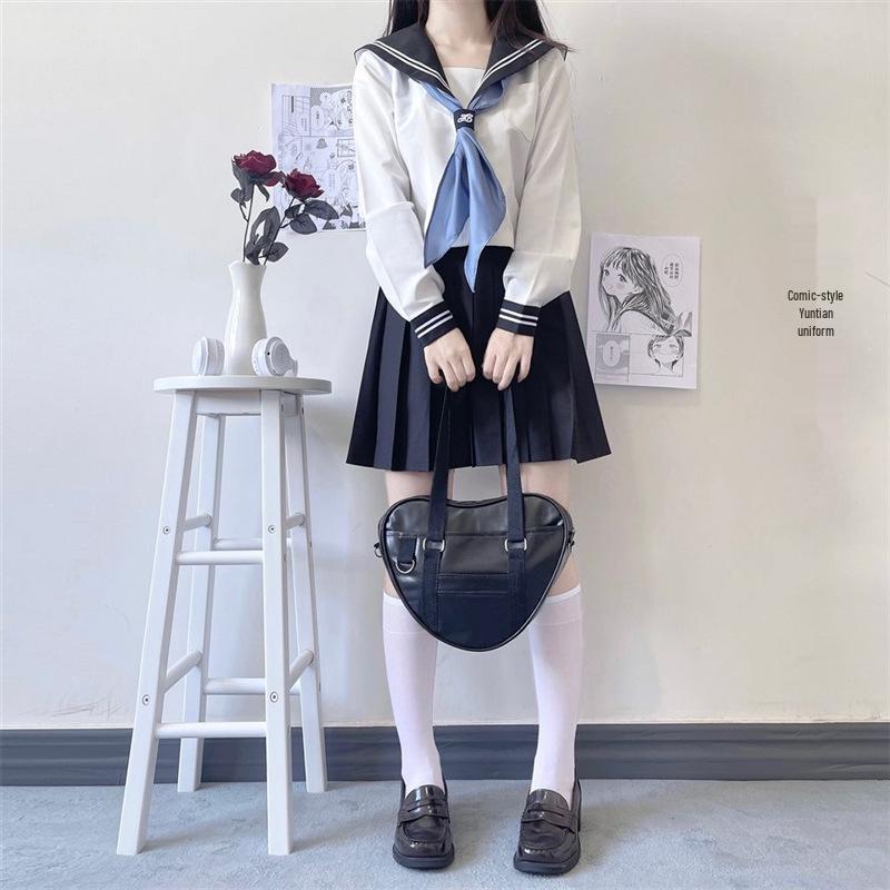 Оригинальная мультяшная форма кампуса JK: Белый матросский костюм в стиле второкурсницы для женщин