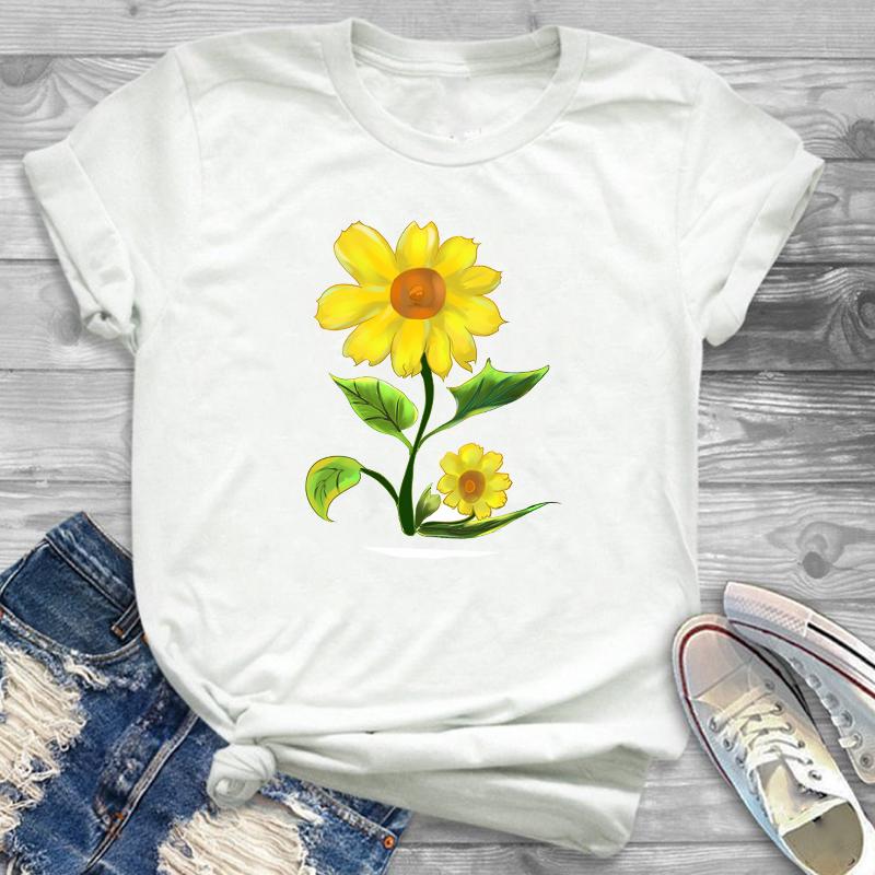 Sunflower Painting Flowers Womens Female Graphic T Shirt Women 90S Harajuku Kawaii Fashion T Shirt Streetwear