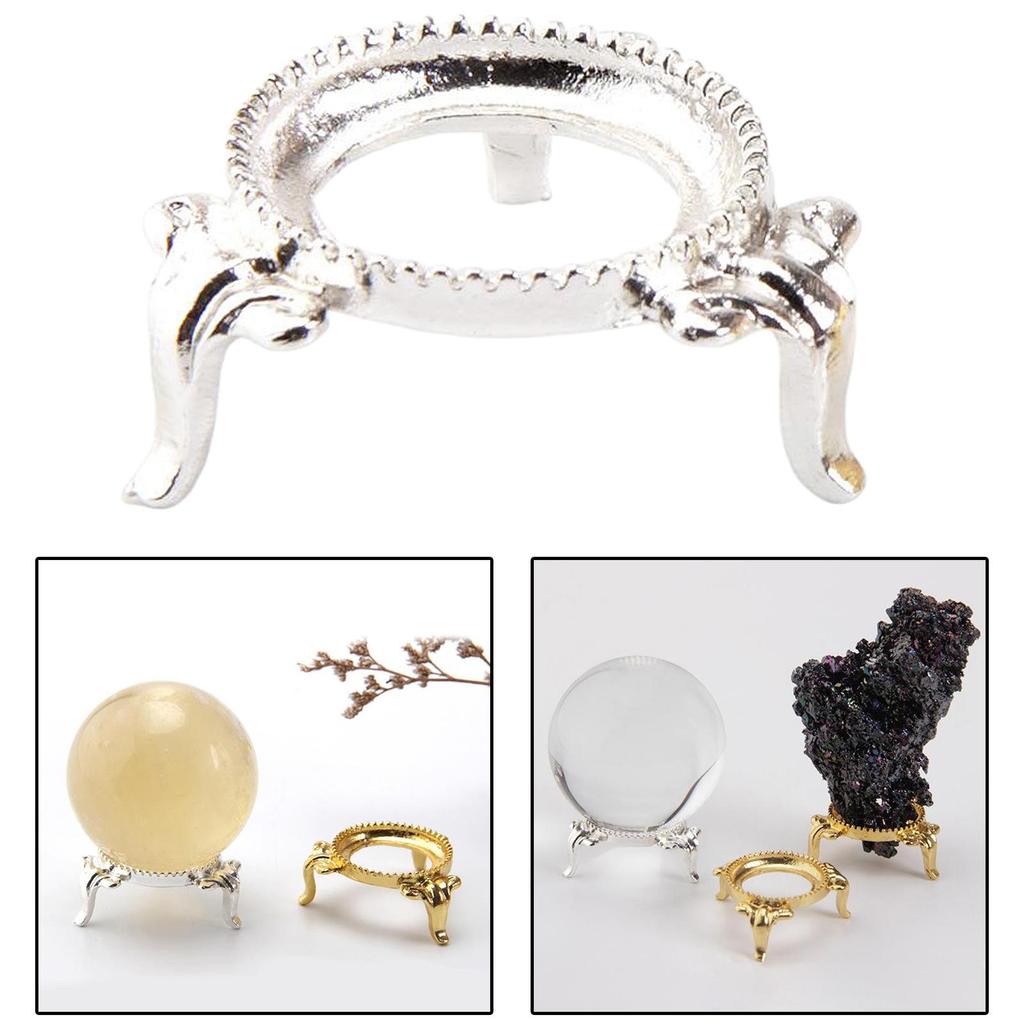 1 PC Figurine Crystal Ball Base Handicraft Desktop Ornaments Photography Props Display Stand Sphere Stone Support Metal Holder