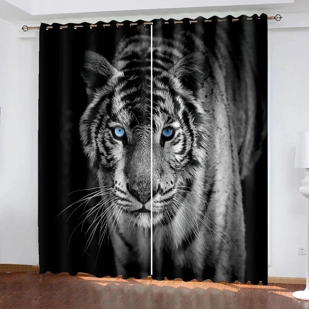 3D Print Rose Lion Tiger Wolf  Animal Shading Windowpane Drape for Children ' s Livingroom Space Bedchamber Kicthen Door HallHouseholdDecoration