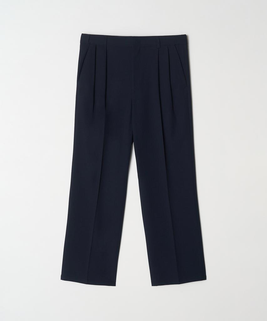TRADCLUB Hidden Elastic Waist Double-Pleat Wide Slacks (Type A)