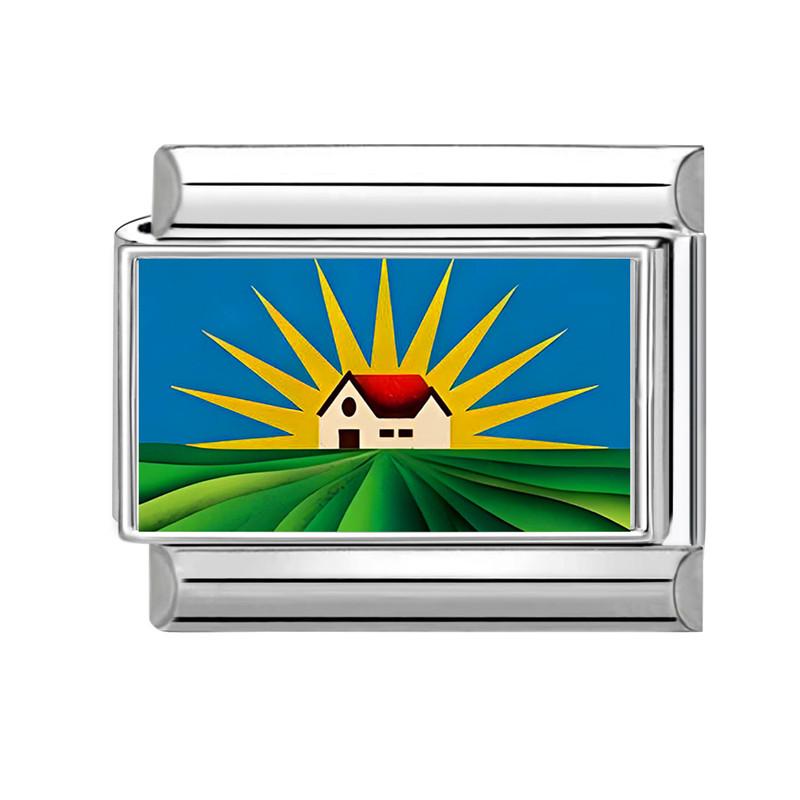 Оптовая Модная Персонализированная DIY Розового Цвета Итальянский Шарм Браслет Сердце Цветы Бусина 9мм Браслет Ювелирные Изделия из Нержавеющей Стали