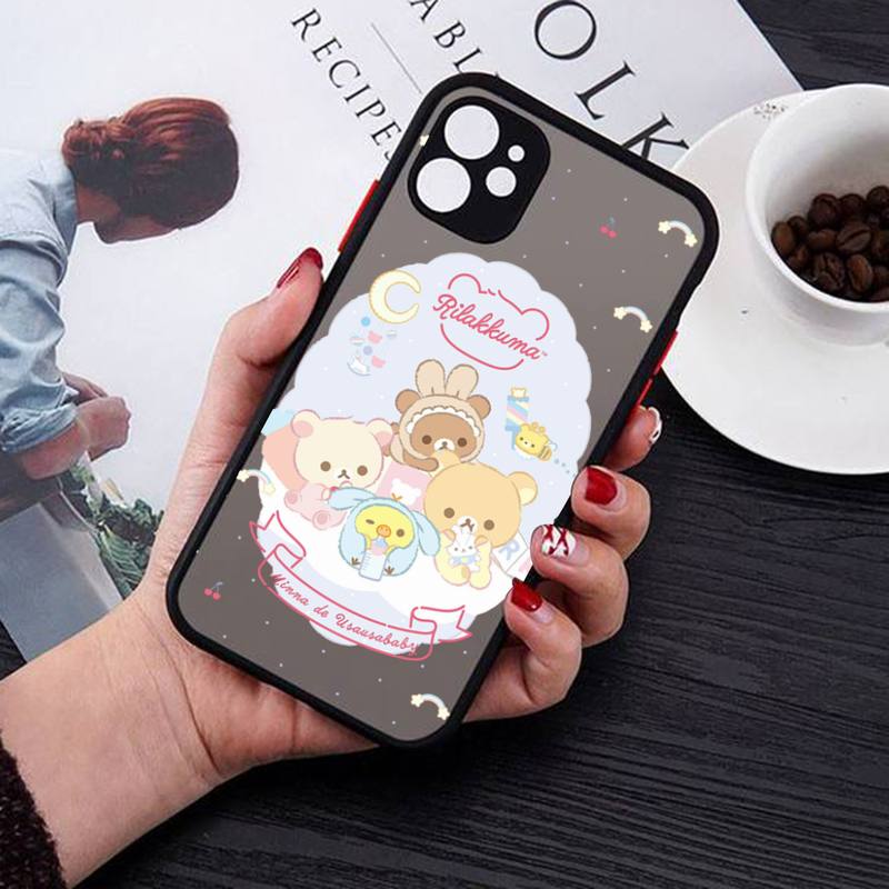 Чехол для телефона Rilakkuma для iPhone X XR XS 7 8 Plus 11 12 13 pro MAX 13mini, полупрозрачный матовый чехол