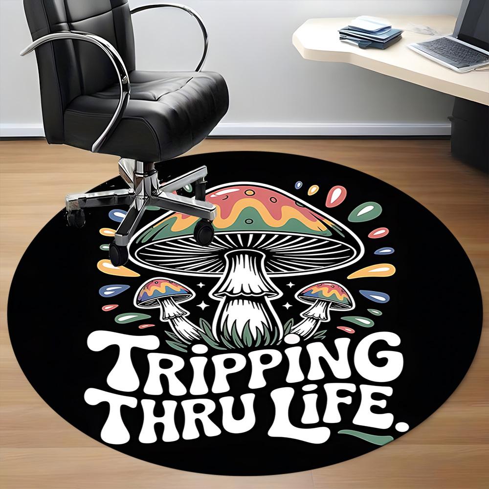 1pc Mushroom Adventure Office Round Area Rug, Under Office Chairs Bedroom Living Room Home Decor, Room Deco, Available in Various Sizes