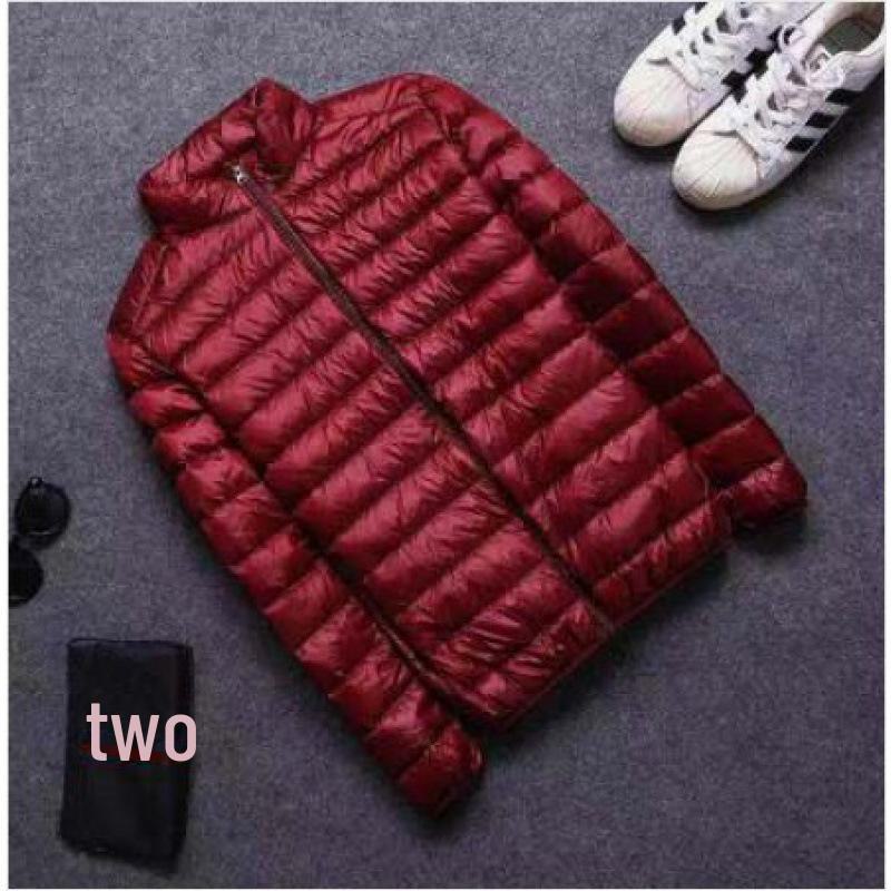 Мужская куртка из хлопка с капюшоном и перьями — популярное легкое и тонкое зимнее пальто, короткий фасон, воротник-стойка, большие размеры.