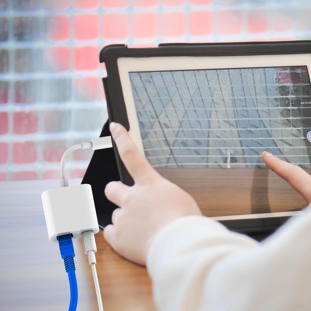 Tpye-C Lighting to RJ45 Ethernet OTG адаптер LAN проводной сетевой кабель/концентратор с портом зарядки для iPad iPhone 14 13 12 11 Pro Max samsung xiaomi redmi