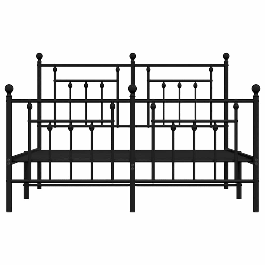 vidaXL Bettgestell mit Kopf- und Fußteil Metall Schwarz 140x190 cm
