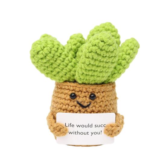 Вязание крючком позитивных горшечных растений с картой Эмоциональная поддержка ручная работа вязание подсолнух суккулент