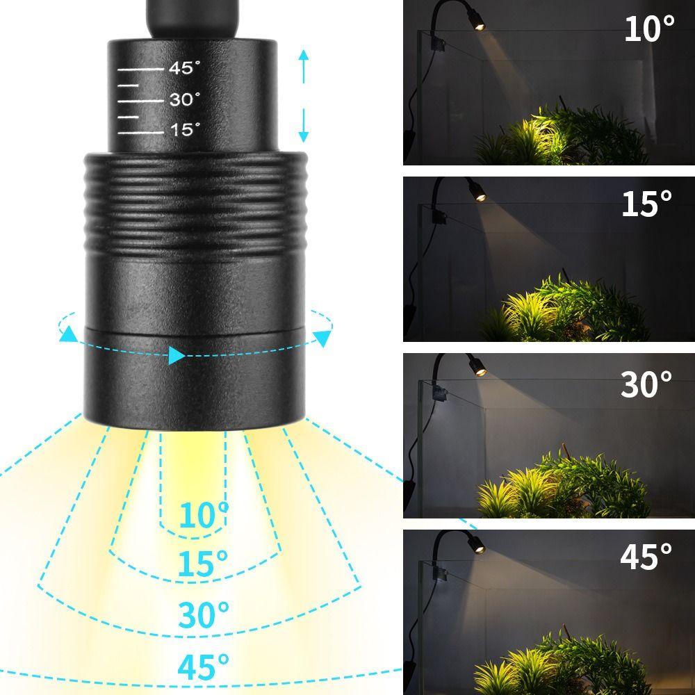 Waterproof Adjustable Focus Spotlight 360 Degree Rotation Mini Clip-on Lamp  Aquarium  Accessories