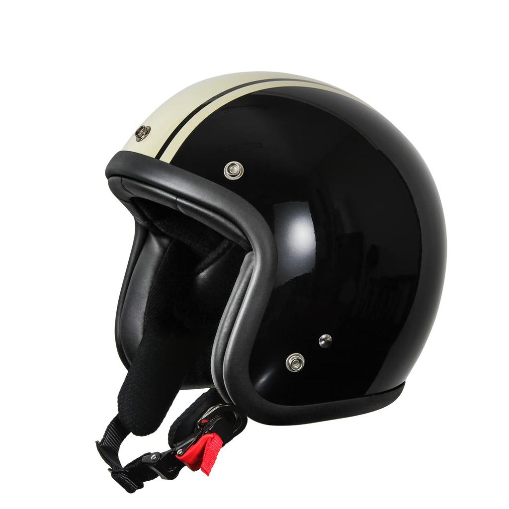 Bike Parts Center Motorcycle Helmet Small Jet Type A Free Size Than Black/Ivory (Less 57~60cm)