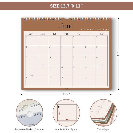 Aesthetic 2026-2027 Wall Calendar - 18 Monthly Calendar from January 2026 to June 2027, 13.7" x 11", Modern Horizontal Wall Hanging Calendar for