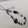 Y2k Black Heart Pearl Beaded Phone Chain Hanging Cord Phone Charms Phone Strap Summer Handmade Mobile Lanyard Jewelry Gift 1