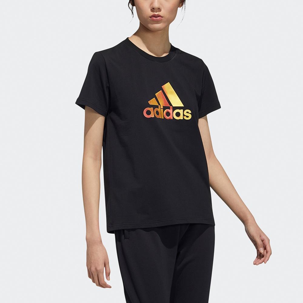 Adidas T Shirts Women's Black Crew Neck Moderate Straight Fit Unisex GP0701